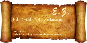Eördögh Zotmund névjegykártya